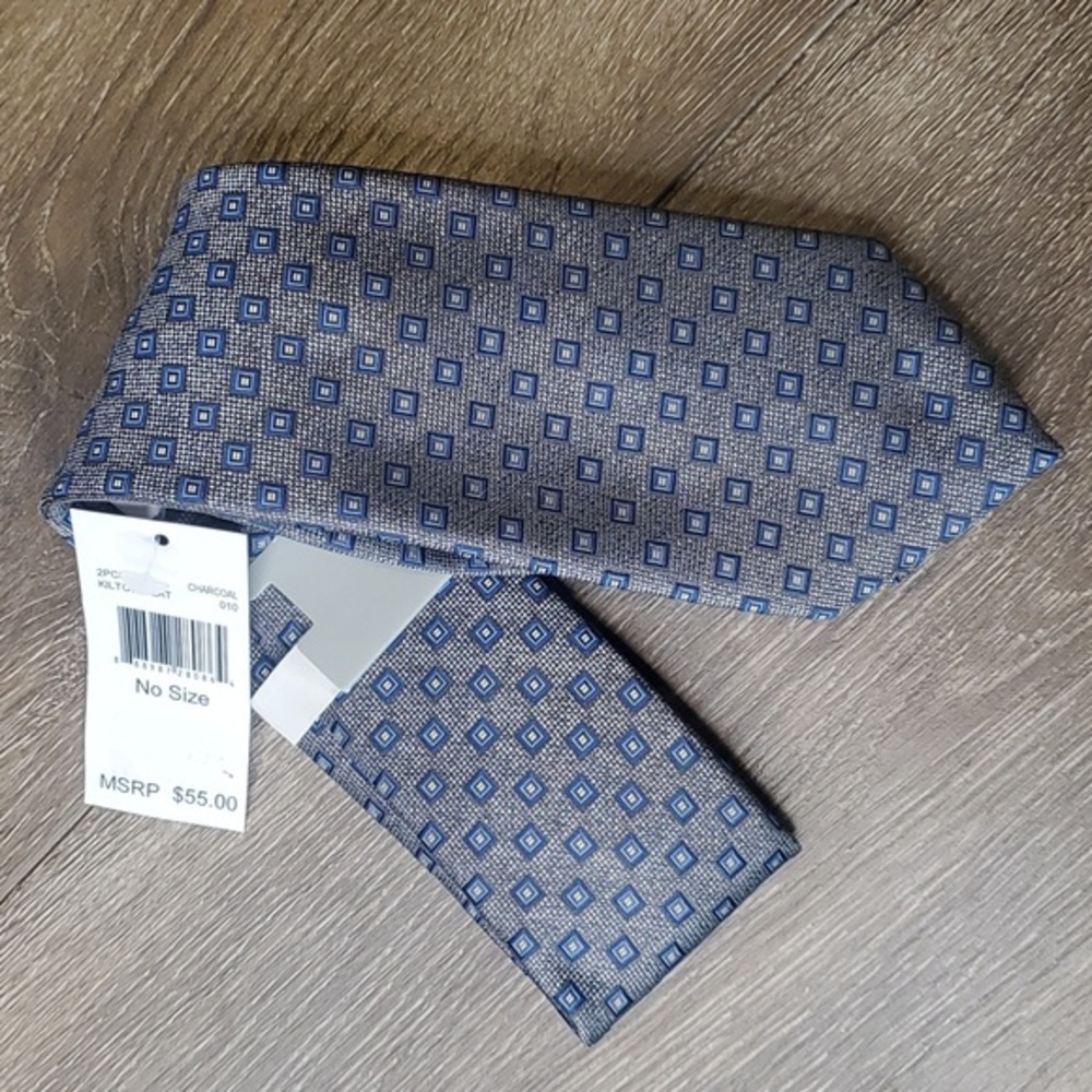 Perry Ellis Portfolio Charcoal Kilton Neat Tie‎